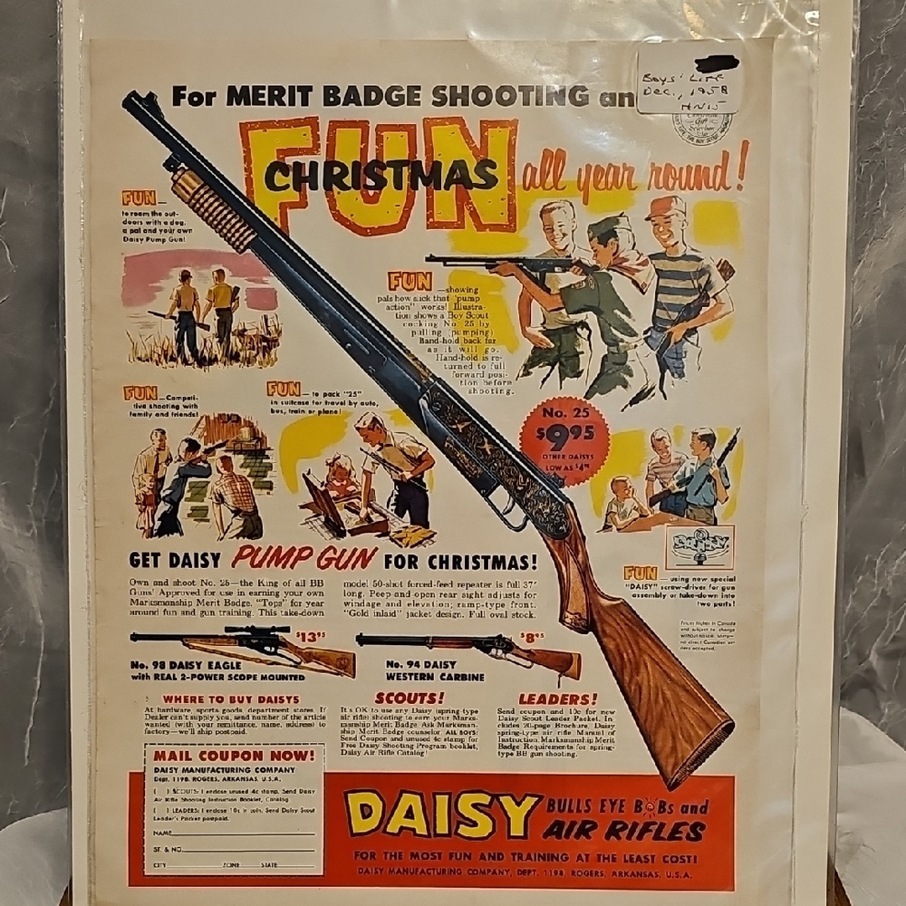 Daisy Christmas Air Rifle Poster with Vibrant Colors 1958